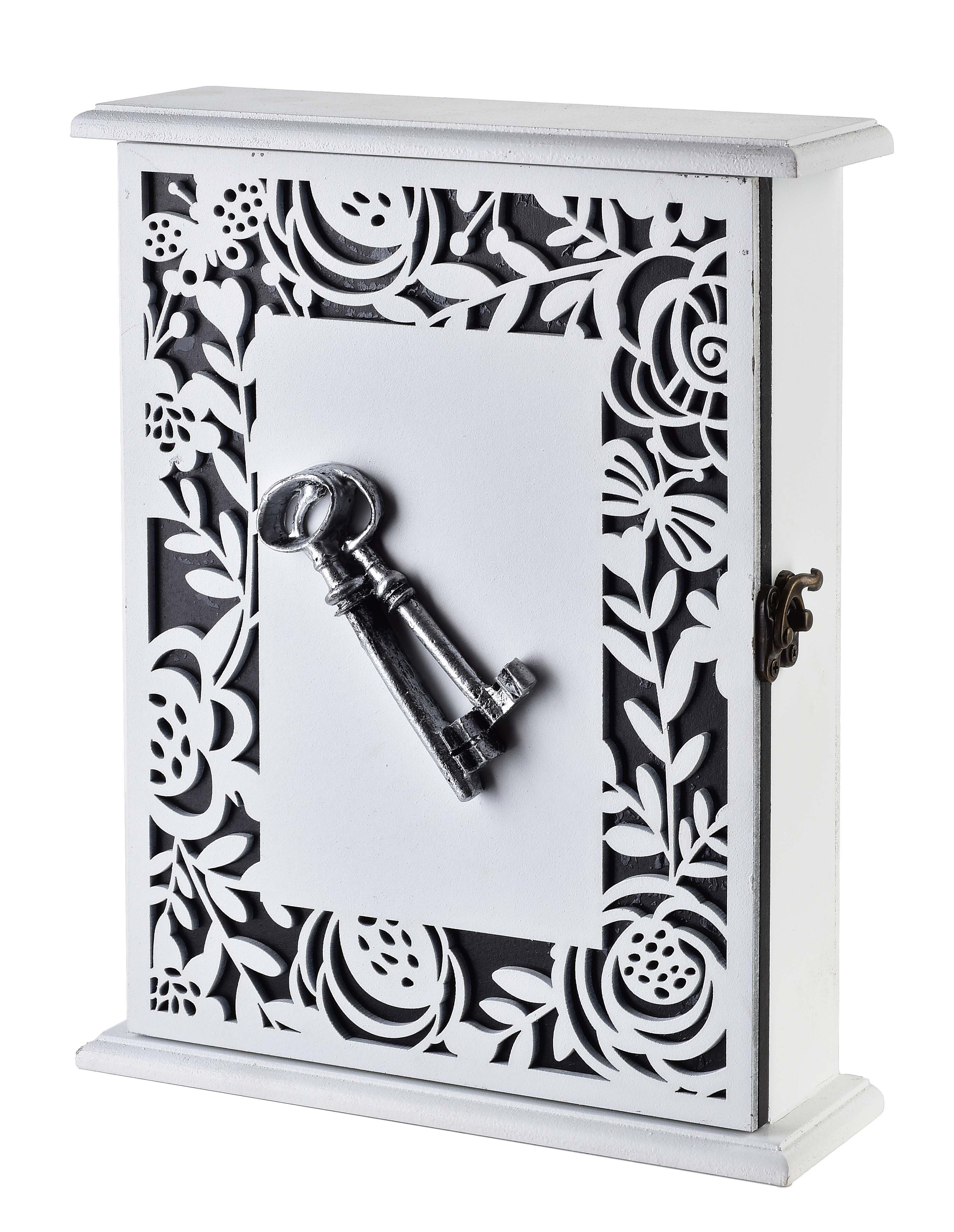 STACY Schlüsselkasten 19.5x6x24.5cmweiß, silberner Schlüssel