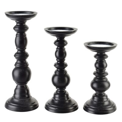 DAZ Lot de 3 bougeoirs 10x10x29.5cm/10x10x25cm/10x10x20cm