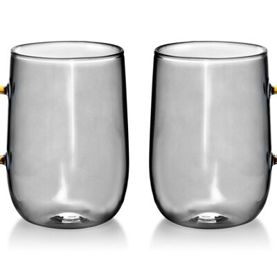 PETER Lot de 2 mugs thermos 400ml 10.5x 7.2xh11cm gris
