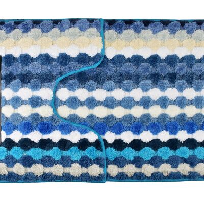 ZAC Juego de 2 alfombras 50x90cm/50x40cm rayas turquesas