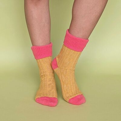 CALZINI SLOUCH - misto cashmere - oro/corallo - TAGLIA 3