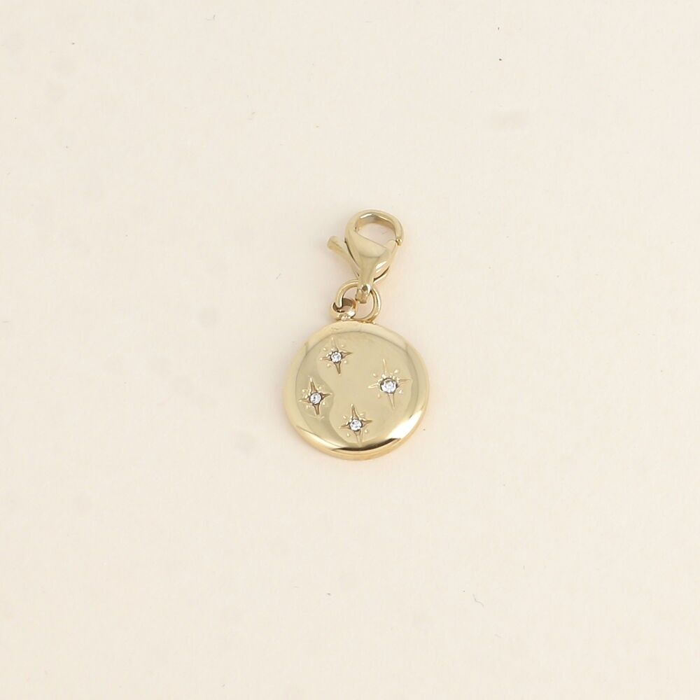 Charm Pluivioa - medaglione con stelle e ossidi di zirconio