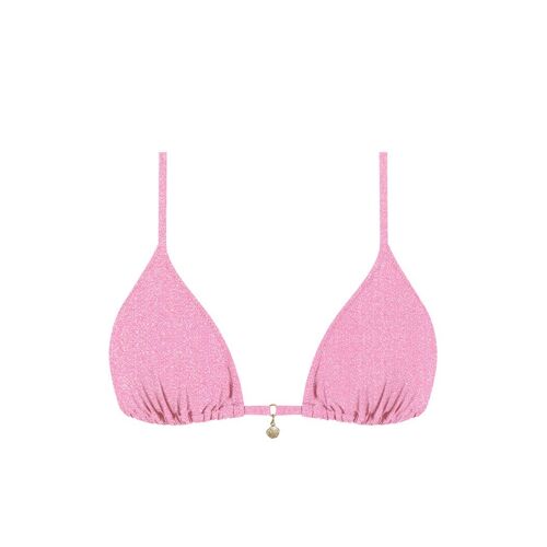 Chlamys Varia Triangle Bikini Top-Lurex Barbie Pink