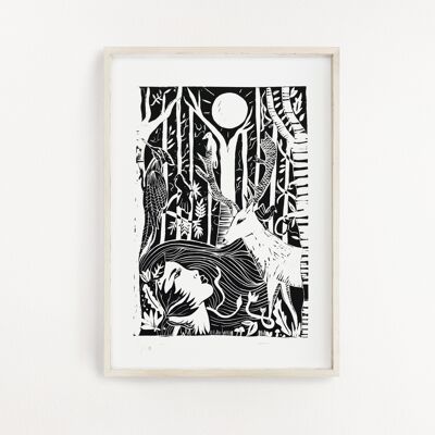 Linoprint Jardín Perdido