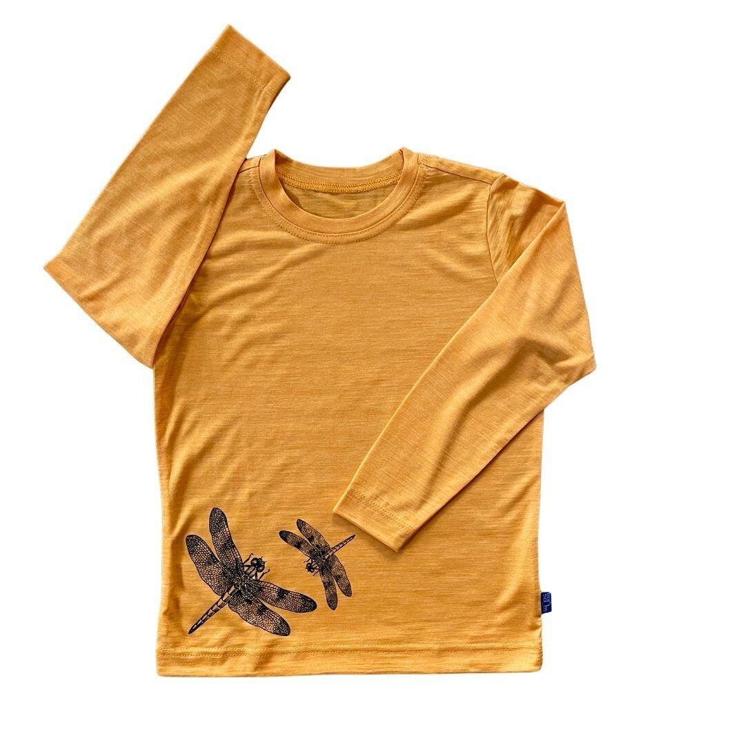 Shirt sonnengelb Libelle, Merinowolle & Seide (bio/GOTS)