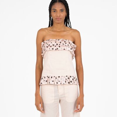 Top con estampado de lunares beige de Noctis