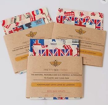 Emballage de cire d'abeille London Design 2 tailles / 18 Wrap Bundle 1