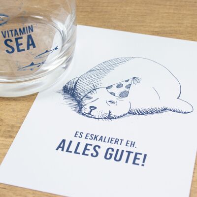 Postal marítima «La situación va en aumento de todas formas - foca» hecha en papel reciclado.