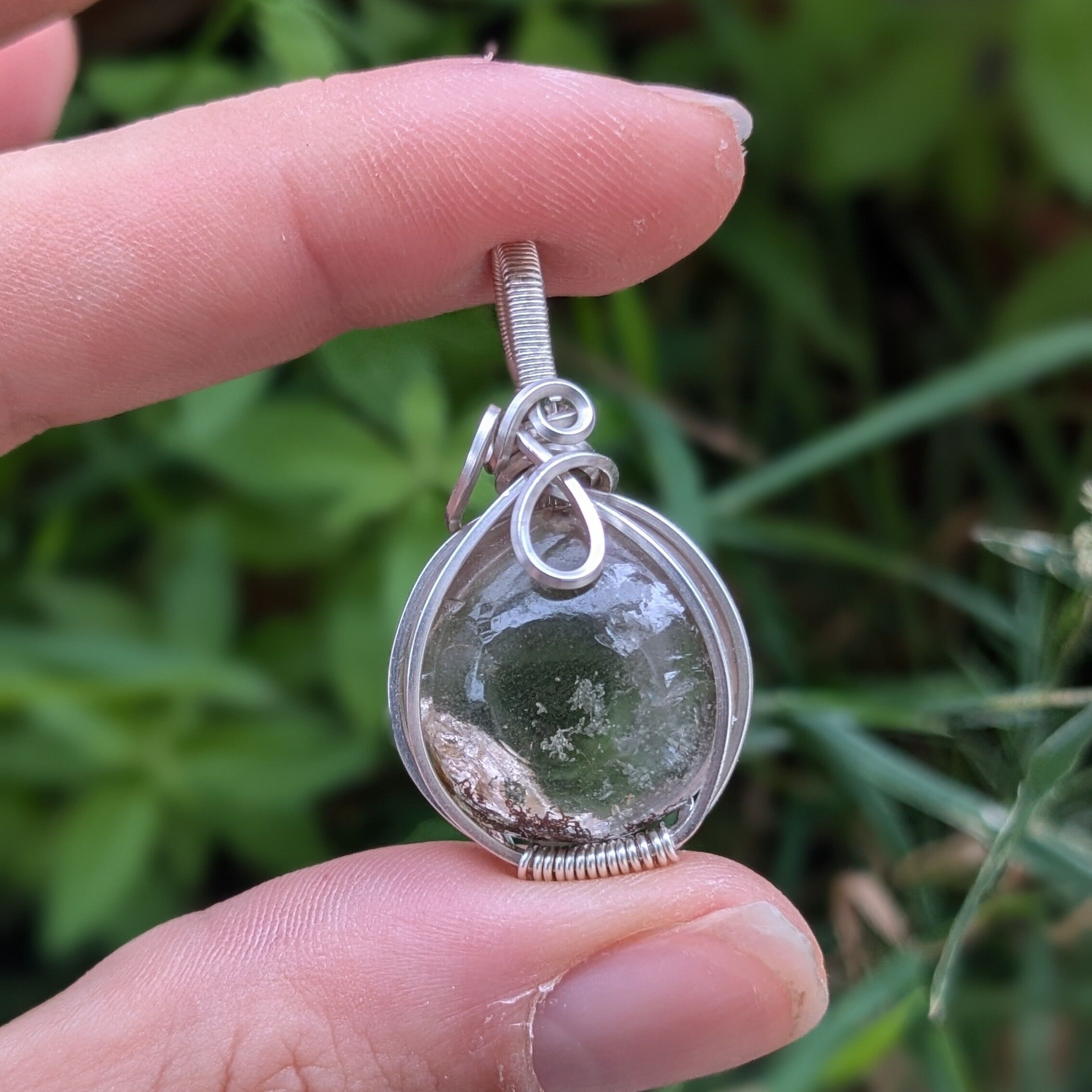 Ciondolo in lodolite e argento massiccio