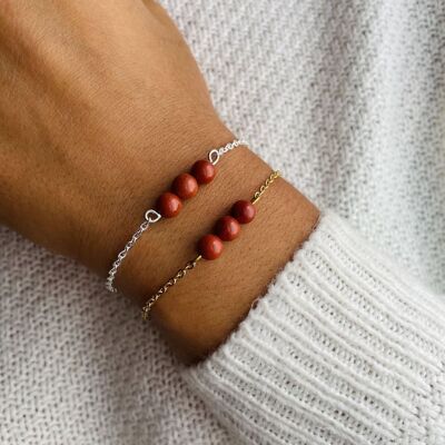 Pulsera Triperle Jaspe Rojo