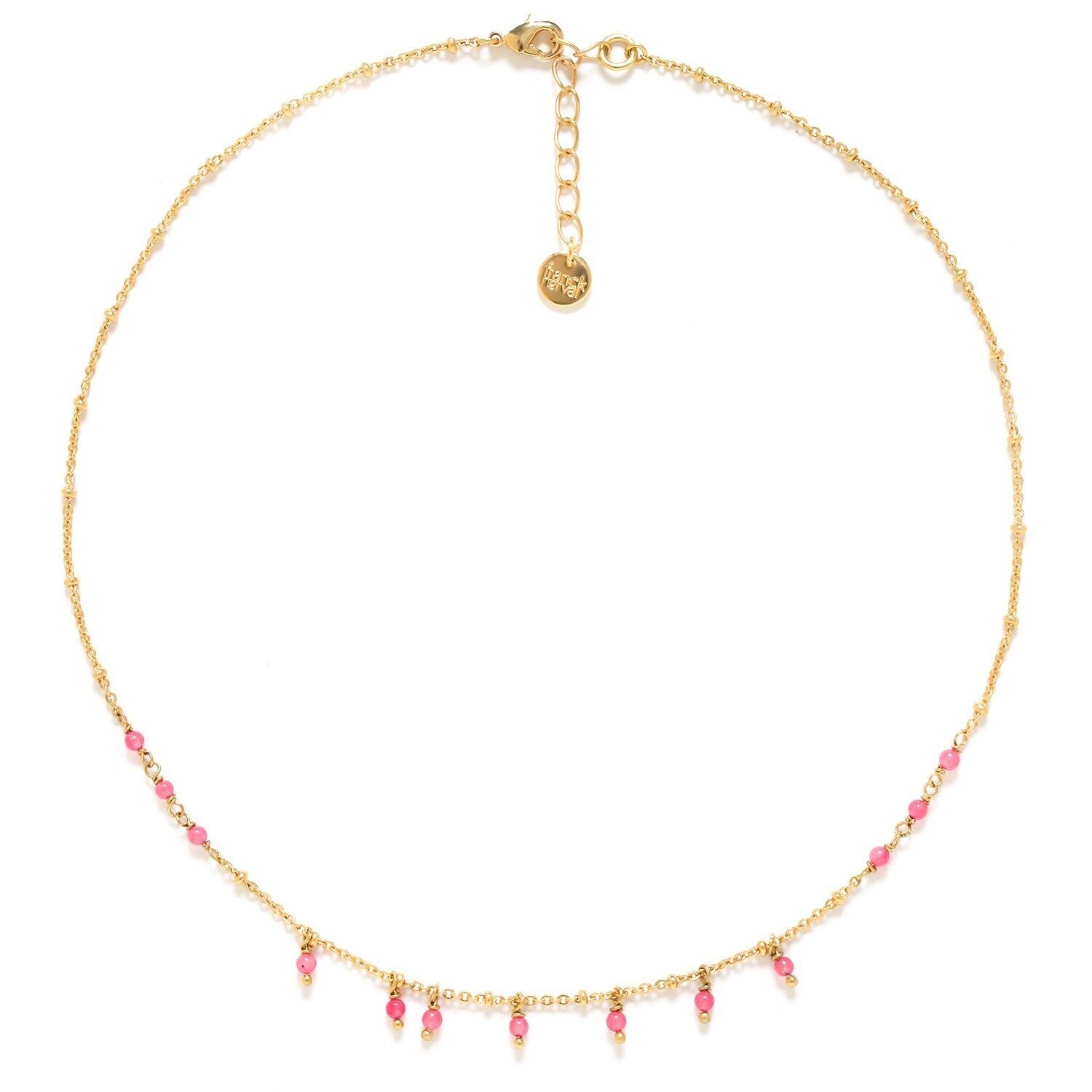 Tendencia de perlas: collar corto Lena con borlas de ágata rosa