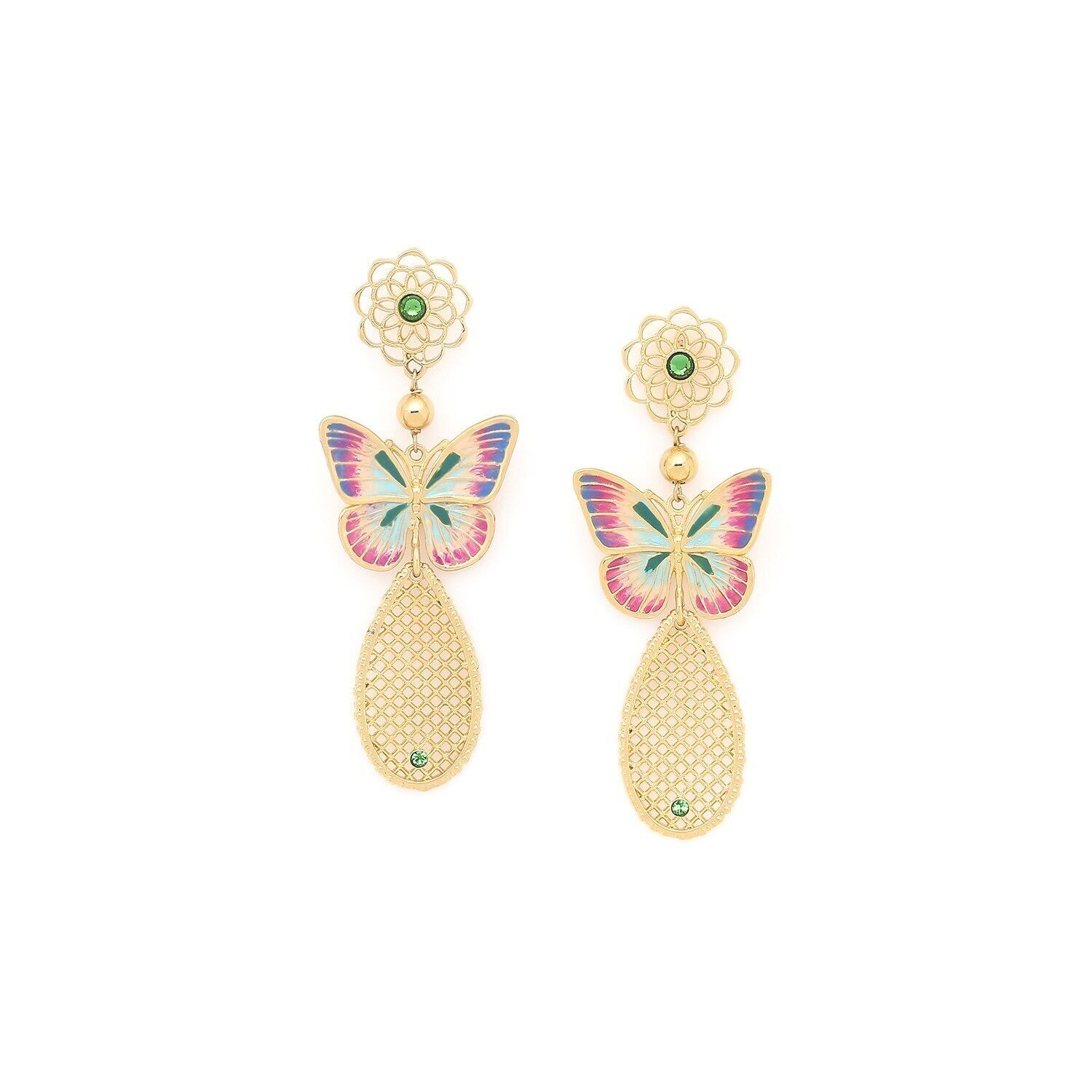 I FIORI DEL MOMENTO - Orecchini a pressione a farfalla MARIPOSA - verde