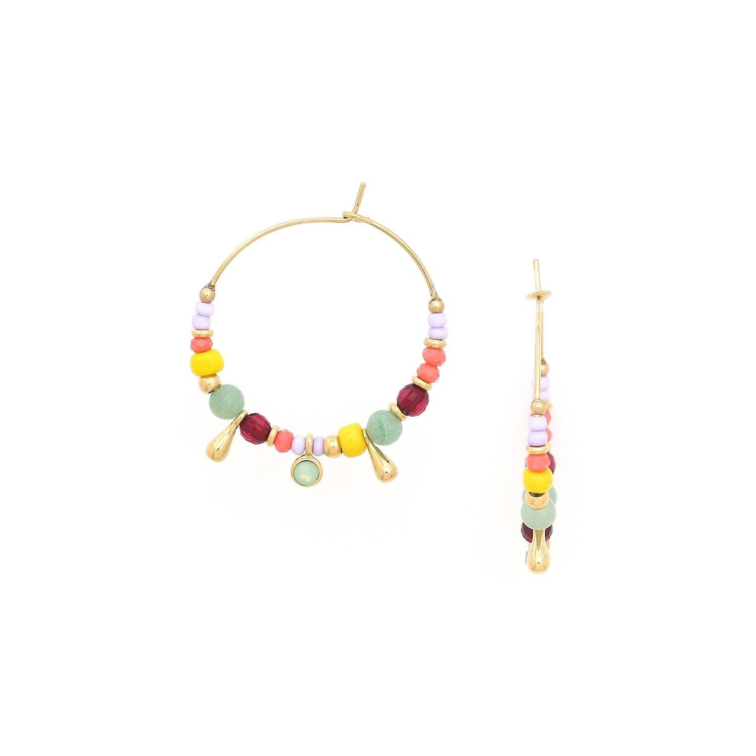 TENDANCE PERLES-JOEY Creolen in Gelb und Mauve