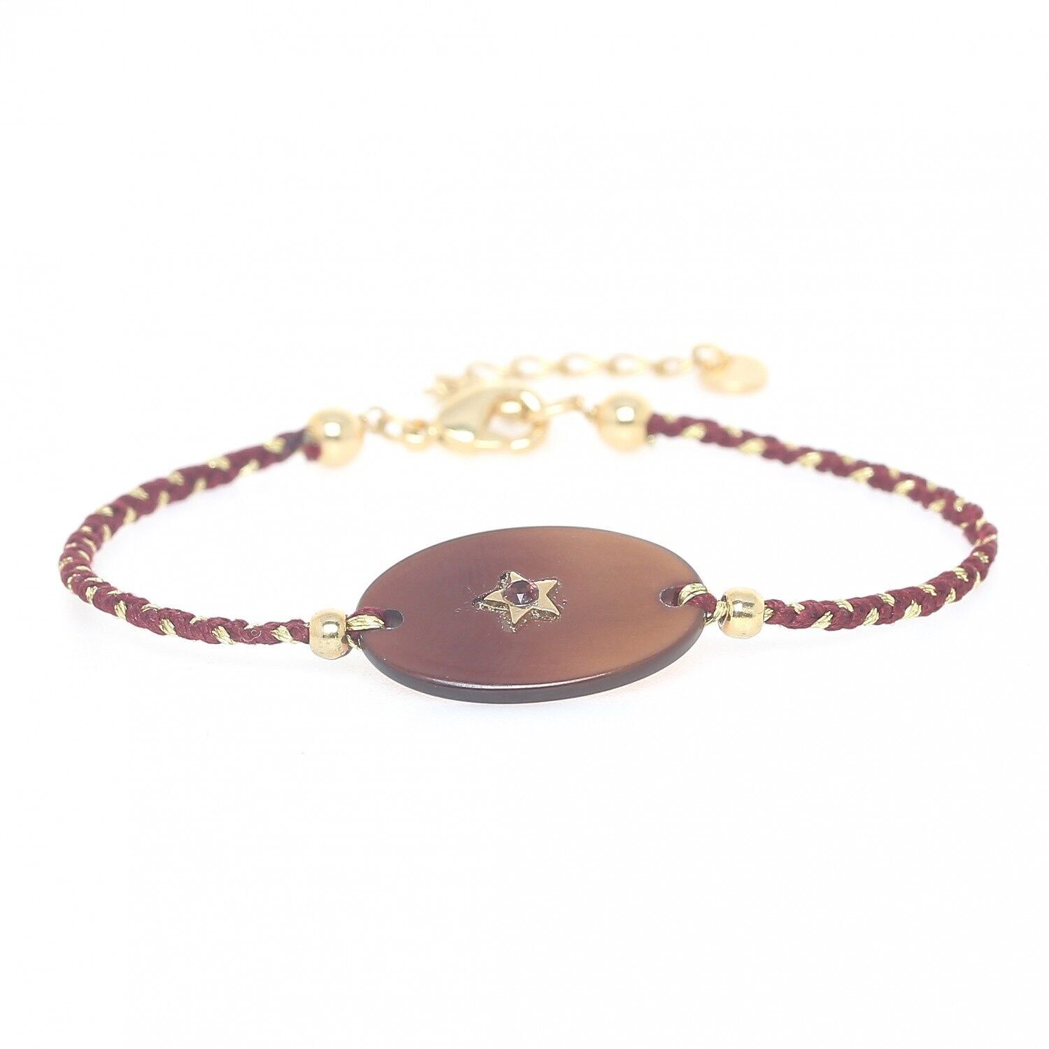 LICHT UND PERLMUTT - Lucida verstellbares Armband mit Granat-Perlmutt-Medaillon