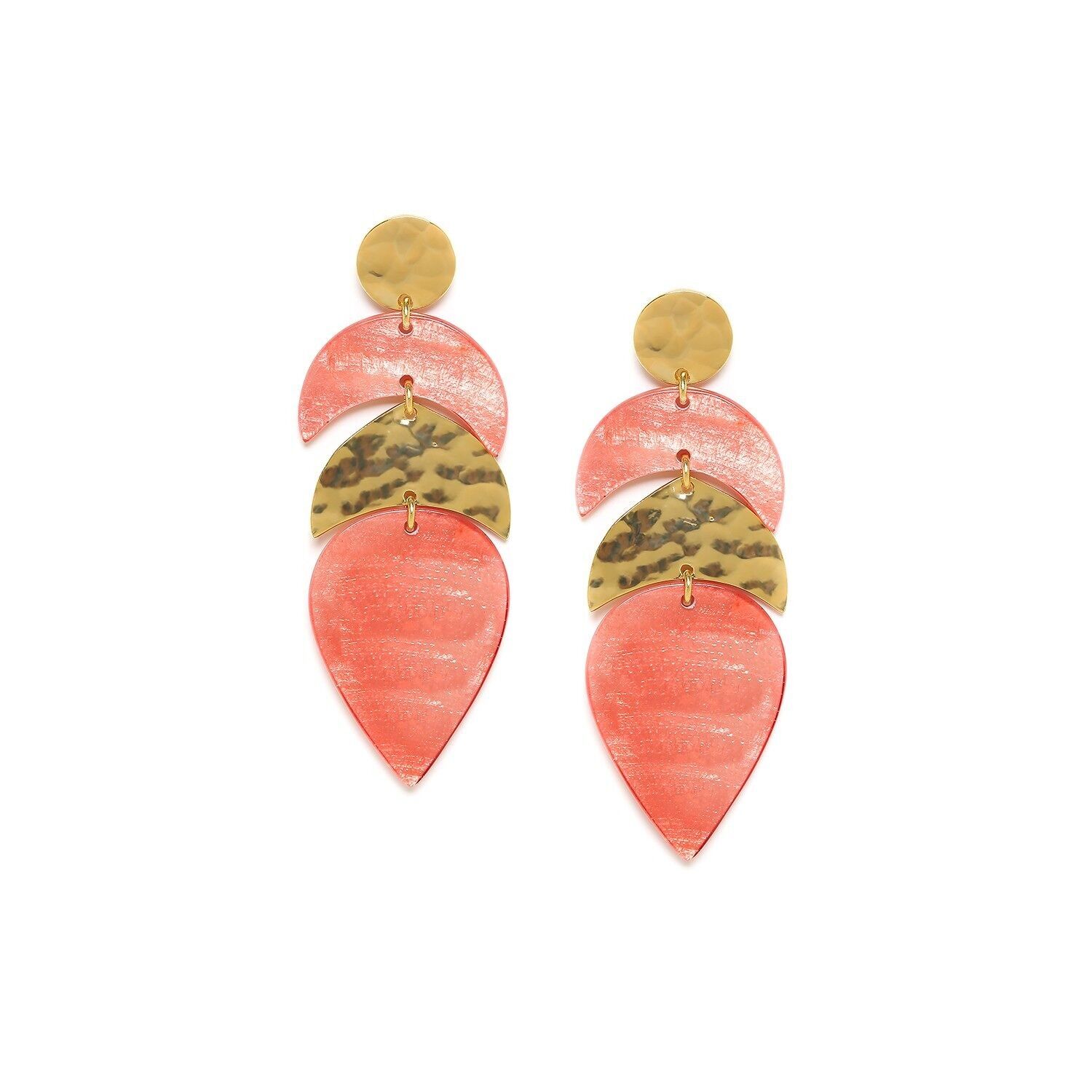 LUMIERE ET NACRE-DOLI  boucles d'oreilles poussoir 3 éléments rouge