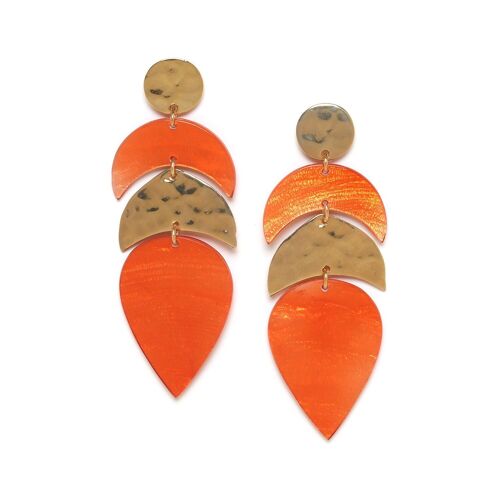 LUMIERE ET NACRE-DOLLY  boucles d'oreilles poussoir 3 éléments "orange"
