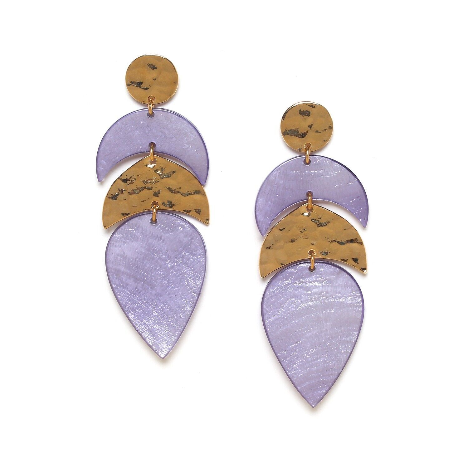 Orecchini a pressione "ametista" 3 pezzi LUMIERE ET NACRE-DOLLY