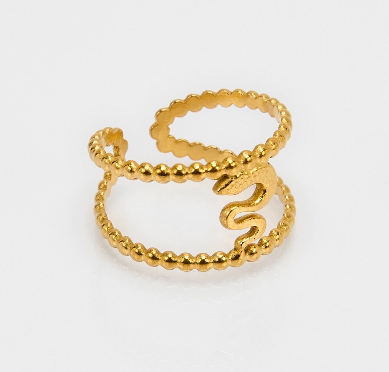 Gold-plated stainless steel snake ring, adjustable