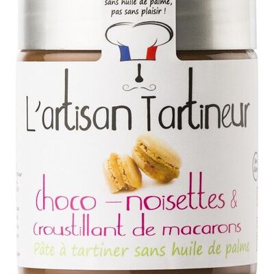 FIN DE SERIE  PROMO - ATTENTION DDM 01/10/2024 -  Pâte à tartiner choco-noisettes, croustillants de macarons 250g