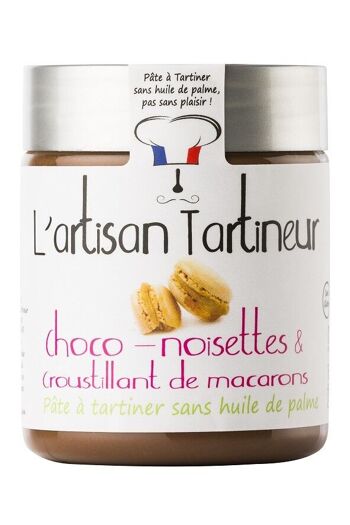 FIN DE SERIE  PROMO - ATTENTION DDM 01/10/2024 -  Pâte à tartiner choco-noisettes, croustillants de macarons 250g 1