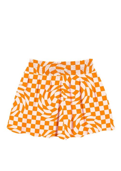 Chlamys Varia Shorts Playa Mujer-Tablero de ajedrez naranja