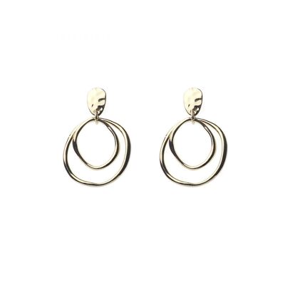Boucles d'oreilles à tige avec double créole pendante