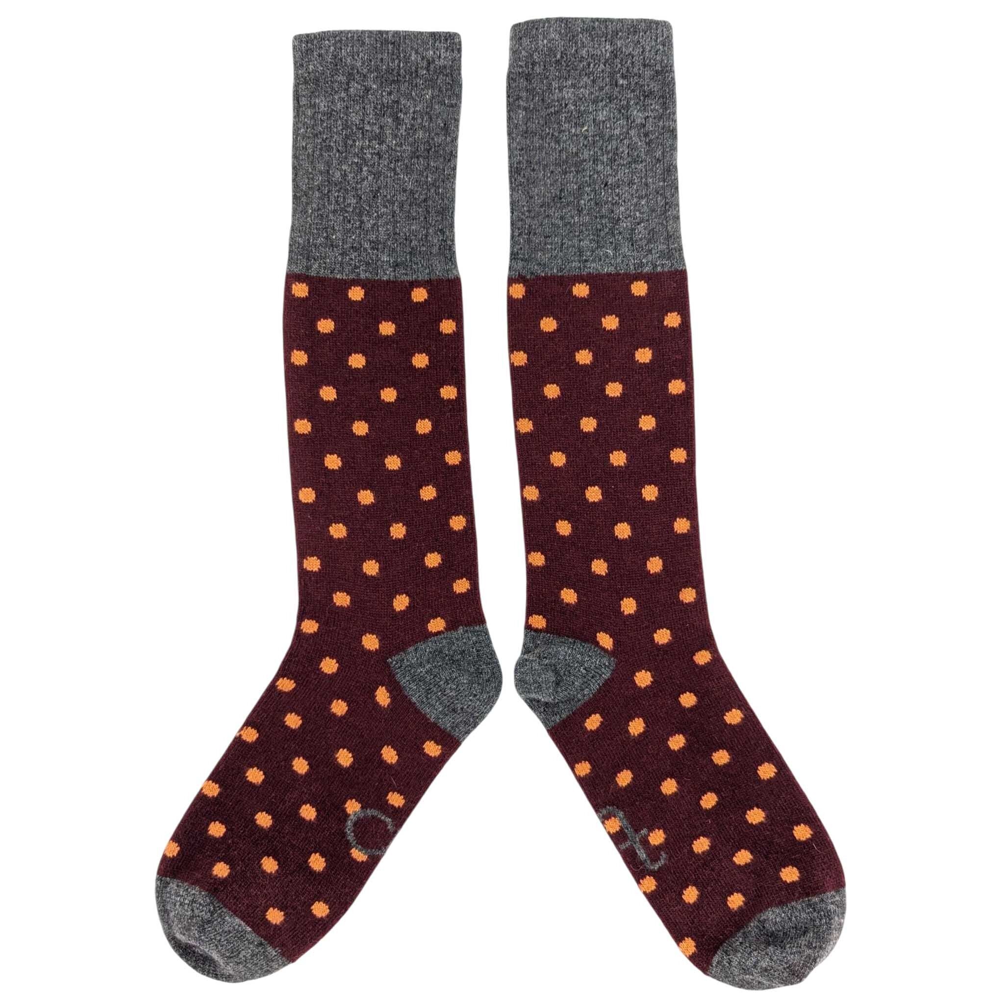 CHAUSSETTES AU GENOU - laine d'agneau - femme - pois - prune/pêche - TAILLE DE LA BOÎTE 3