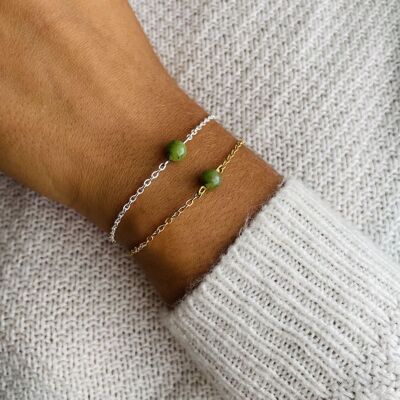 Uniperle-Armband aus grüner Jade