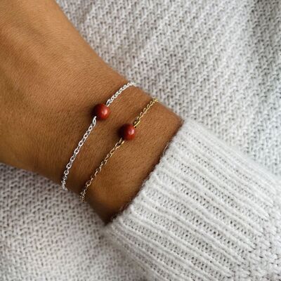 Bracelet Uniperle Jaspe Rouge