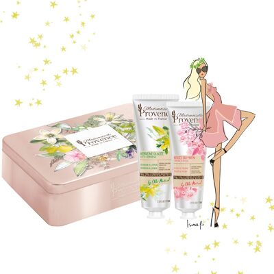 Geschenkbox Metalldose - Lot 2 Handcreme - Eisenkraut & Rose