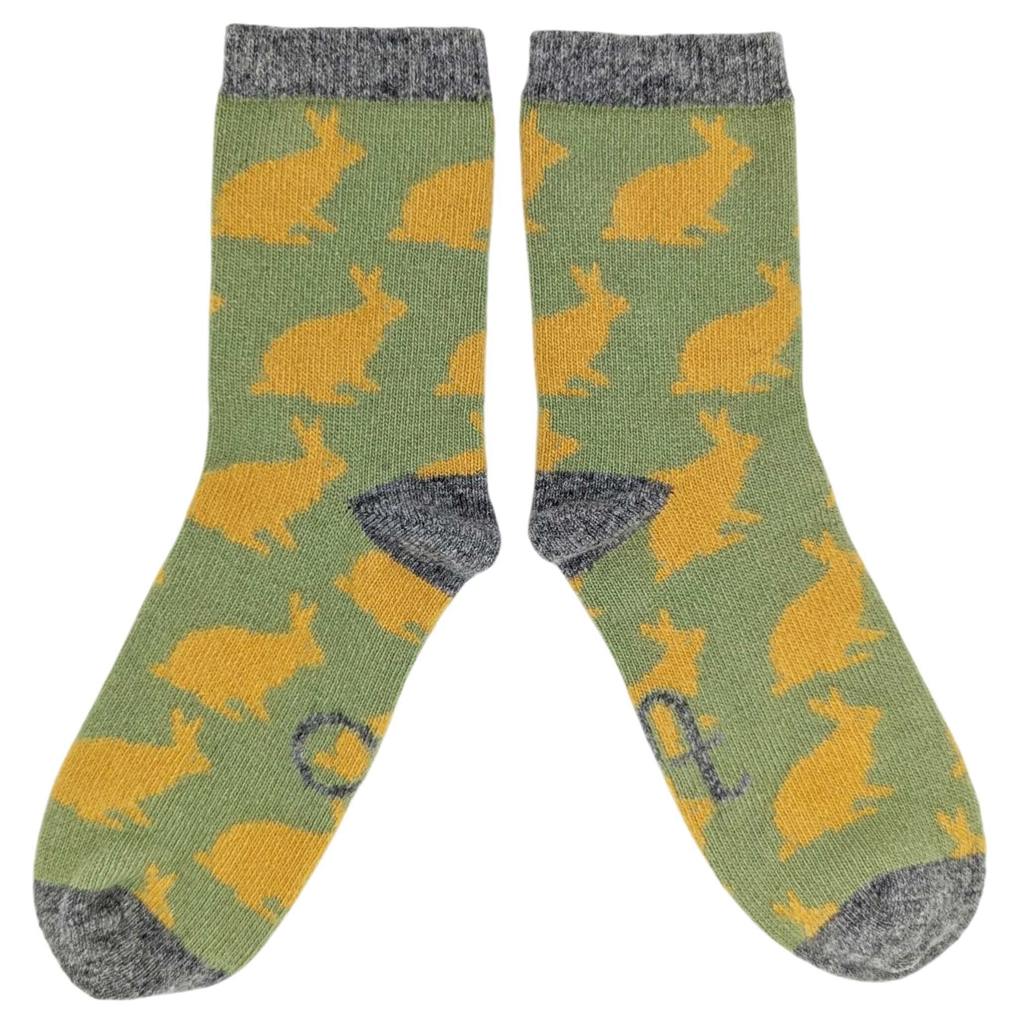 ANKLE SOCKS - lambswool - women's - rabbit - mint - CASE SIZE 3