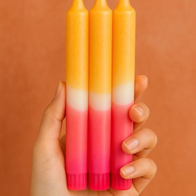 Dip Dye Dinner Candle - Golden Rose Pastel Colours