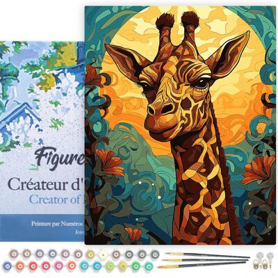 Kit fai da te per dipingere con i numeri - Giraffa Art Déco - Tela tesa
