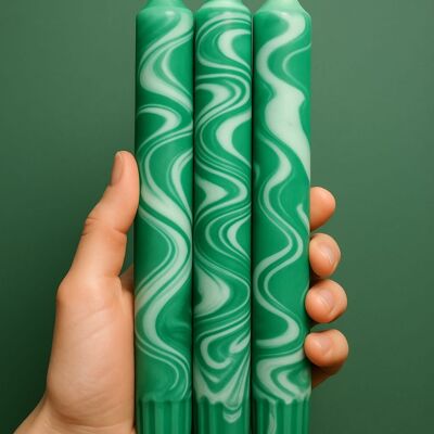 Taper candle - Green and white leaf colours