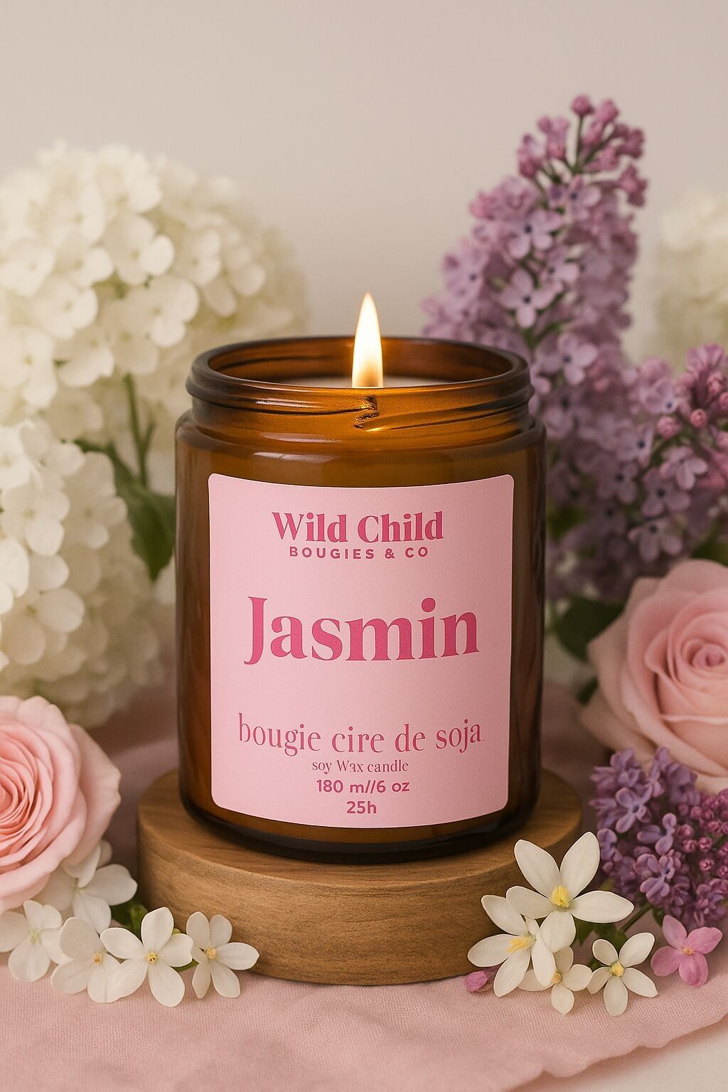 Candela di cera vegetale "Jasmin" - 25h