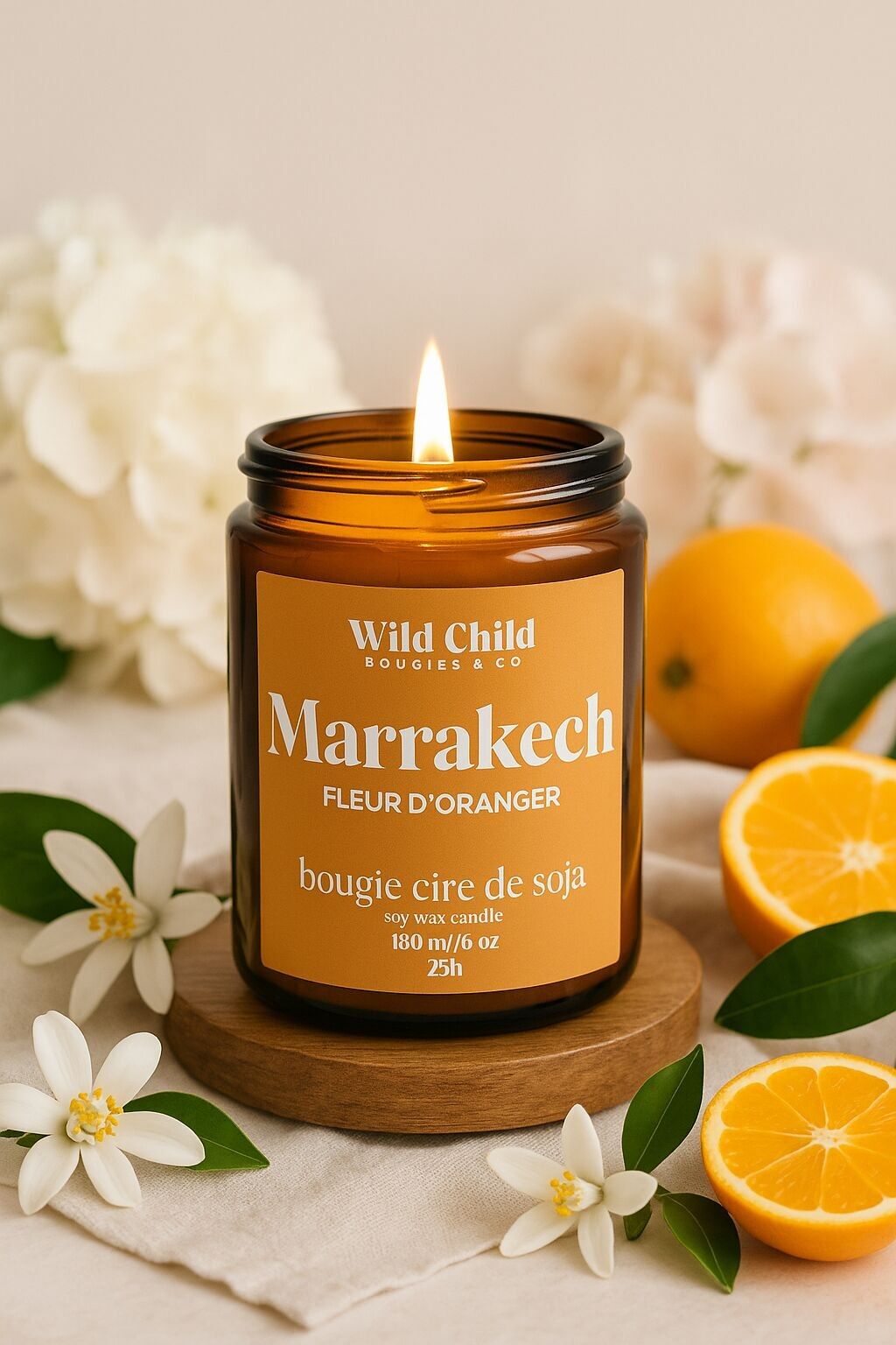 "Marrakech" Vegetable Wax Candle - 25h - Orange Blossom