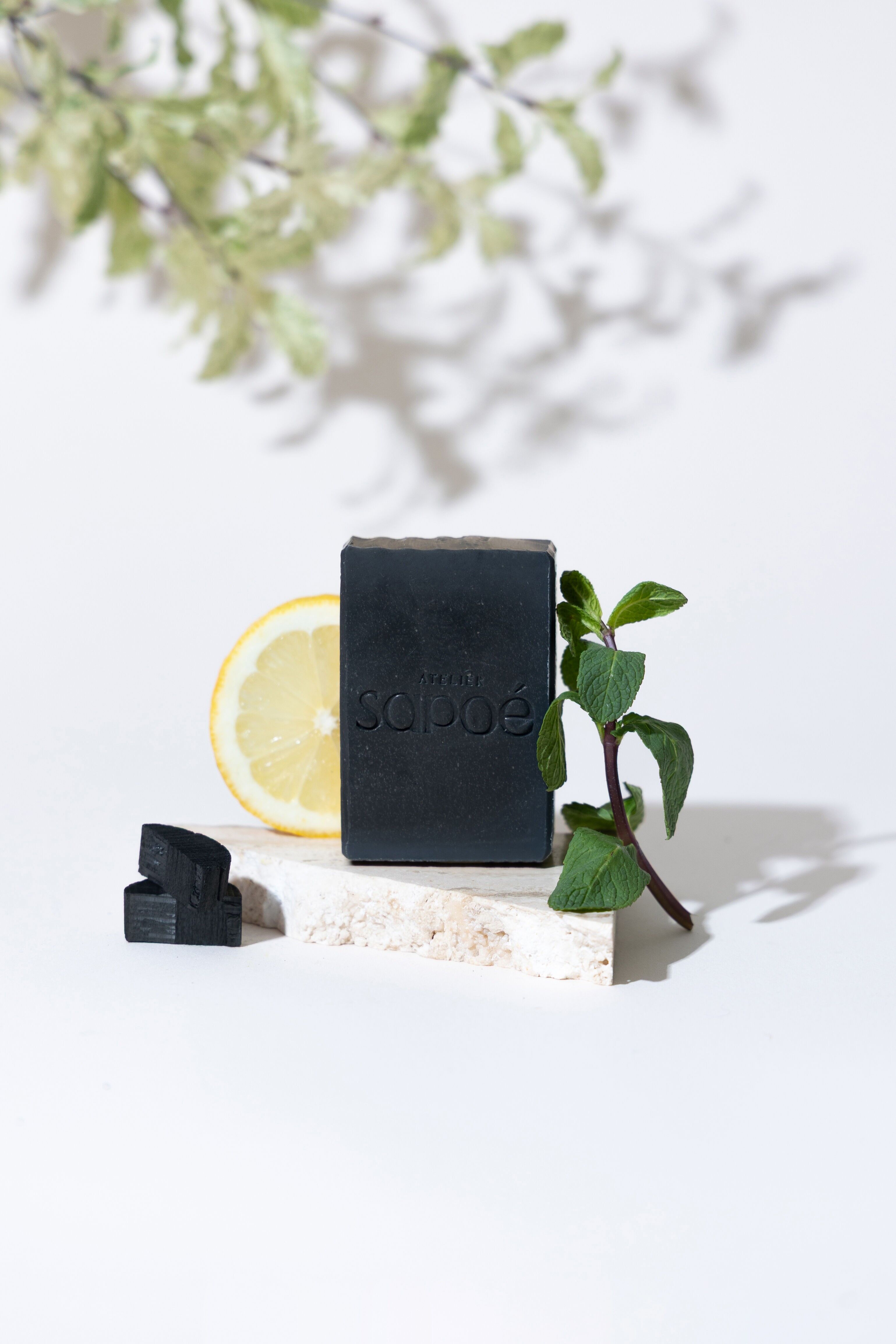 Charcoal, mint and lemon soap