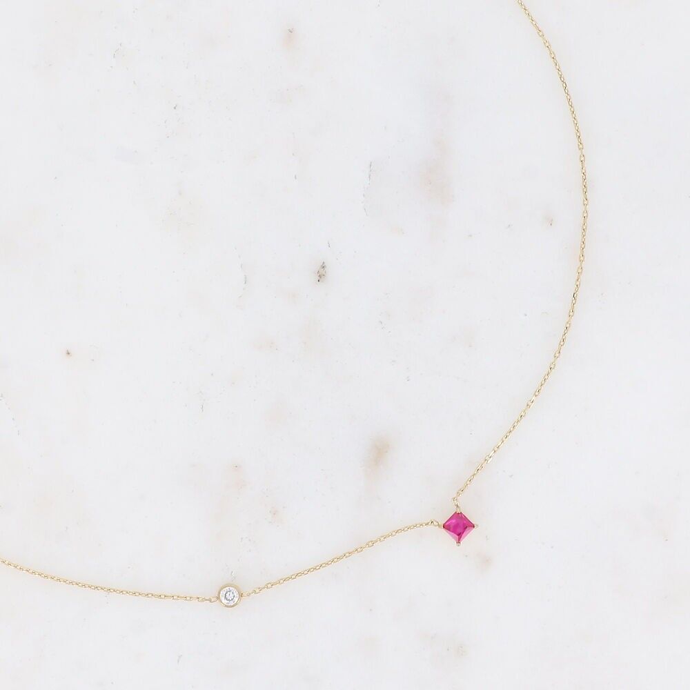 Collana - cristallo quadrato e ossido di zirconio