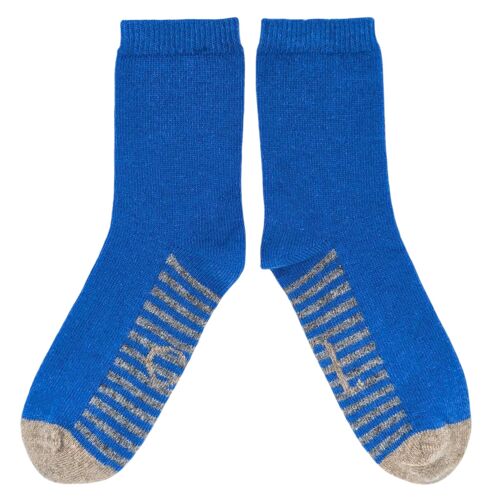 ANKLE SOCKS - lambswool - women's - striped sole - bright blue - CASE SIZE 3