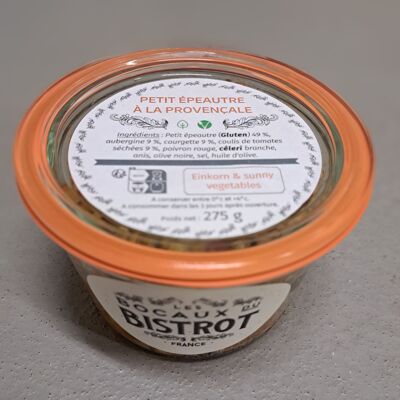 Farro piccolo, verdure provenzali (vaso di vetro / barattoli tradizionali)