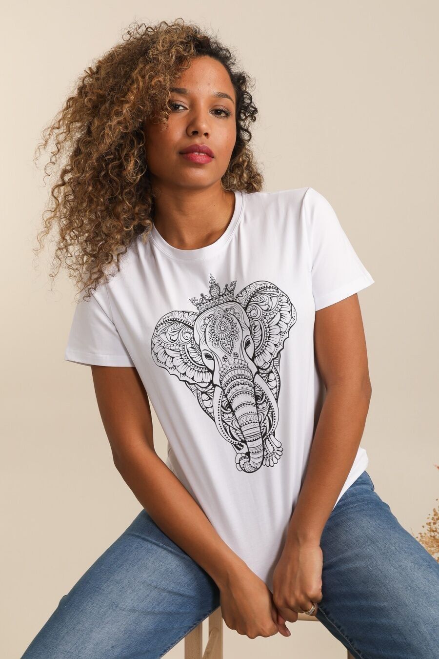 T-shirt in cotone con elefante