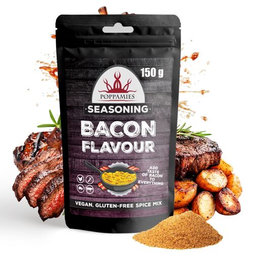 Bacon Flavour Vegan Spice Mix - 100% Natural BBQ Seasoning - Perfect for Meat Potatoes Vegetables or as a Popcorn Seasoning - Large Pack 150g