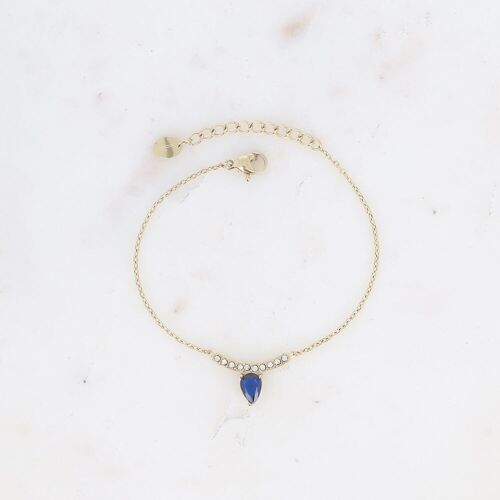 Bracelet - barre courbée avec oxydes de zirconium & cristal taillé goutte