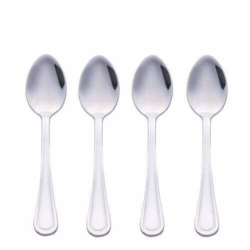Set 4 cucchiaini in acciaio 18/10, silver lucido, Antique