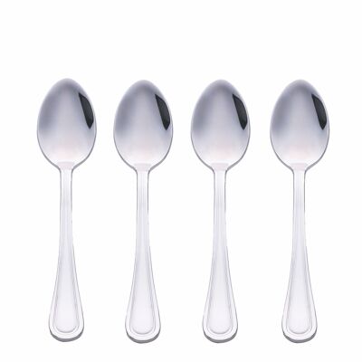 Set 4 cucchiaini in acciaio 18/10, silver lucido, Antique