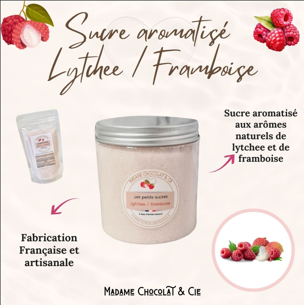Zucchero aromatizzato – Litchi / Lampone -