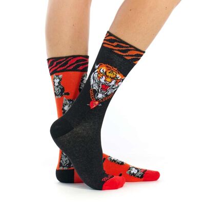Chaussette tiger dépareillée - 35/38 -39/42 - 43/46