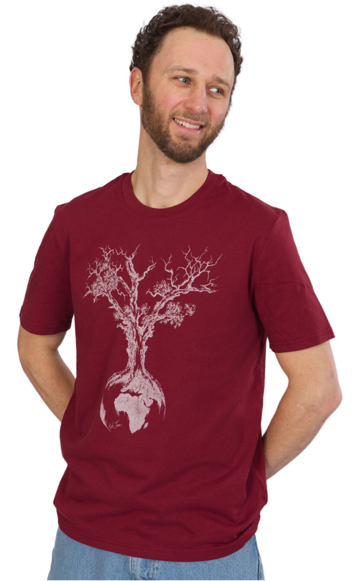 Camicia Fairwear biologica da uomo Borgogna Weltenbaum