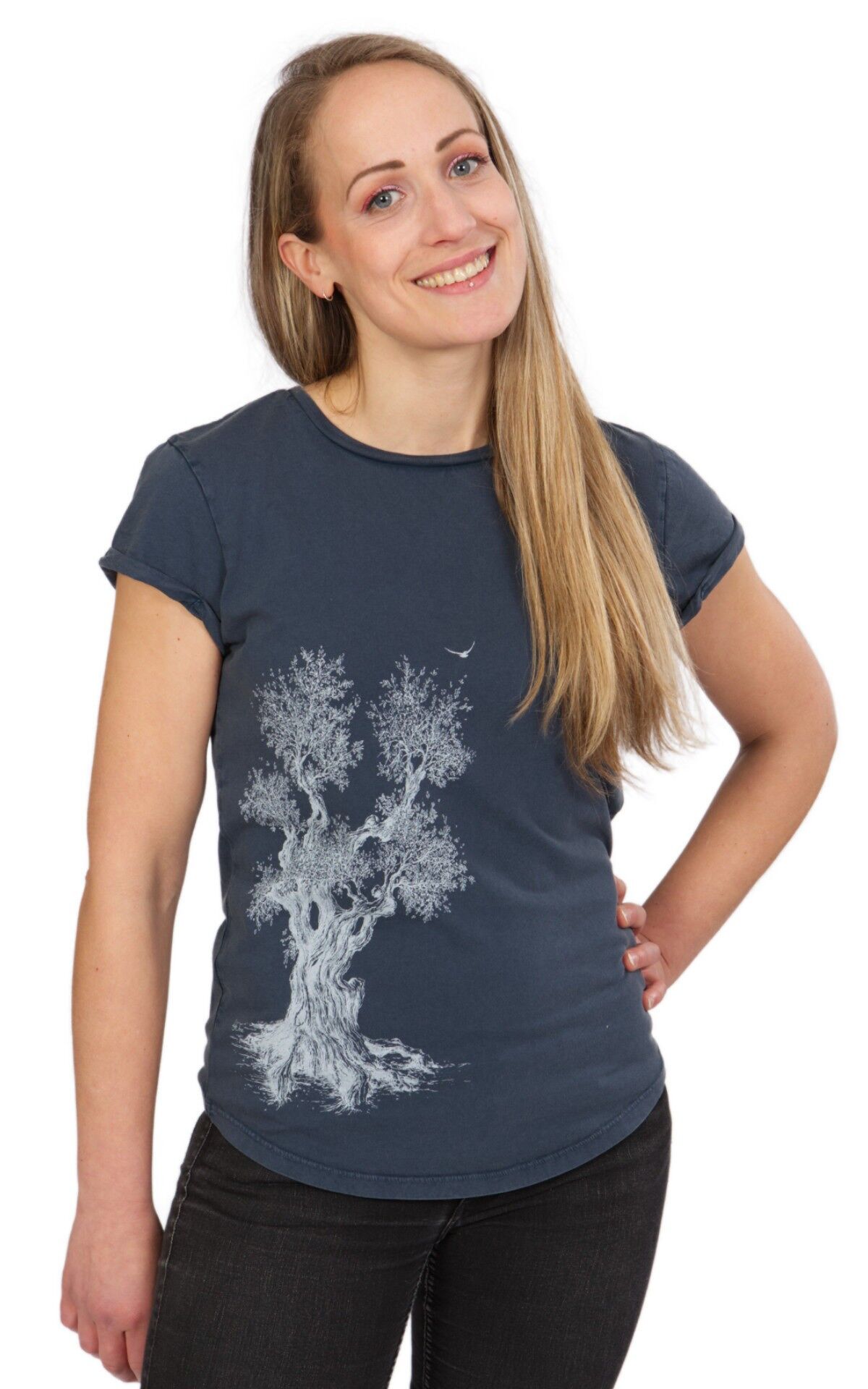 Organic Fairwear Shirt Women Washed Blue Olive Tree