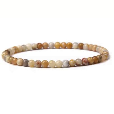 elastic bracelet natural stone AGATE CRAZY round beads 4mm
